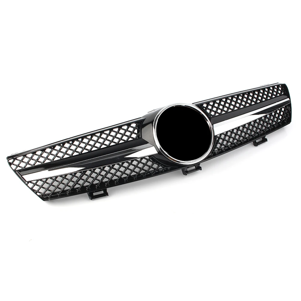 Car Front Bumper Grille ABS Upper Mesh Grill For Mercedes Benz W219 CLS500 SLS600 CLS Class 2004 2005 2006 2007 Chrome Black