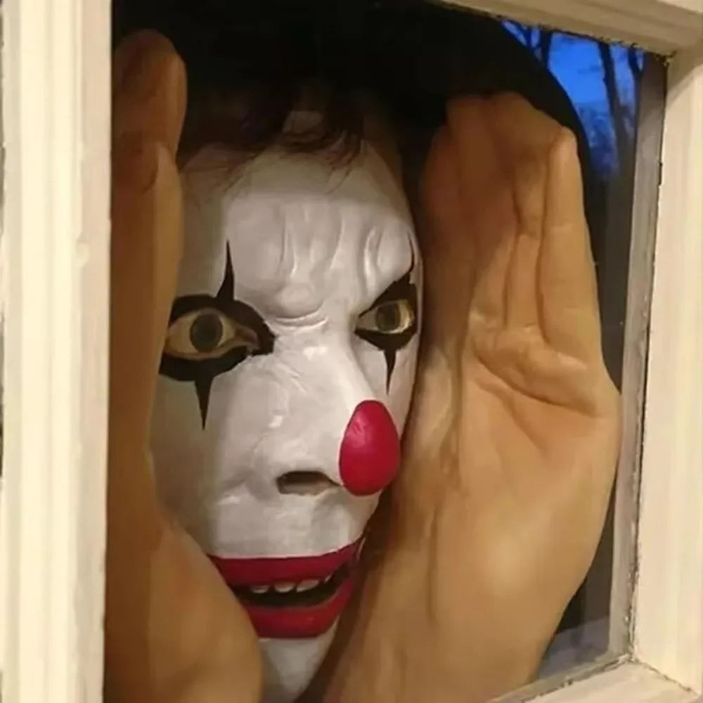 PVC Scary Peeper Freak Sticker Indoor And Outdoor Spooky House Party Scares Clown Sticker Window Sticker Halloween Decoration