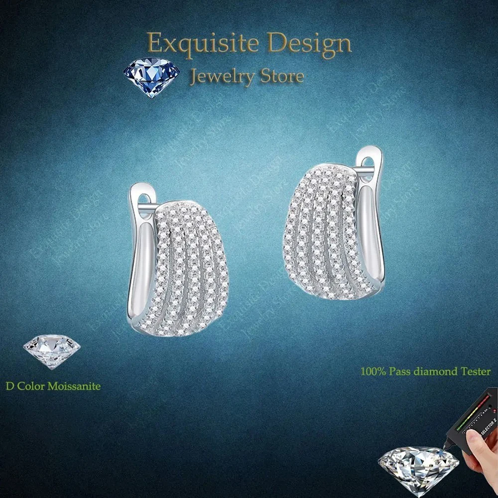 

Изысканный дизайн, полный муассанит, минималистичная пряжка для ушей, 0,69 карата, подарок на день рождения для девочек, PT950, платиновые серьги-кольца, ювелирные изделия