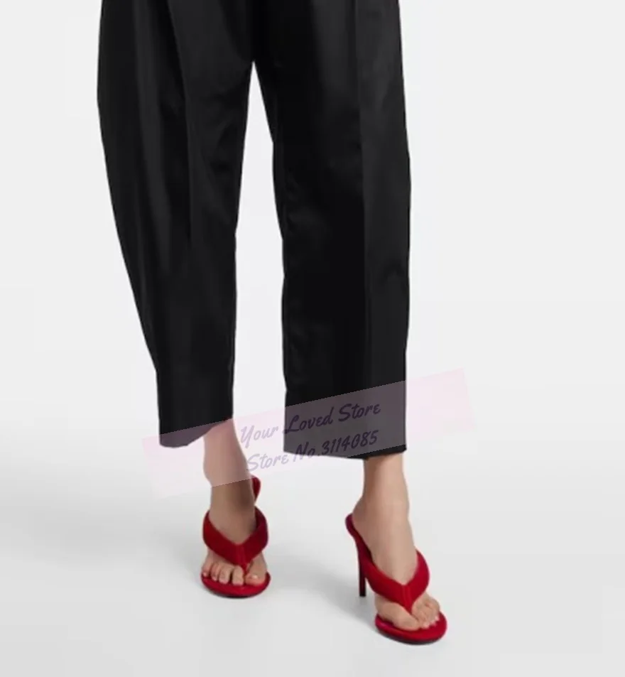 

Женские красные, черные бархатные сабо на высоком каблуке, дизайнерские современные тапочки с застежкой на носок, уличные шлепанцы, элегантные сандалии для банкетного платья, обувь