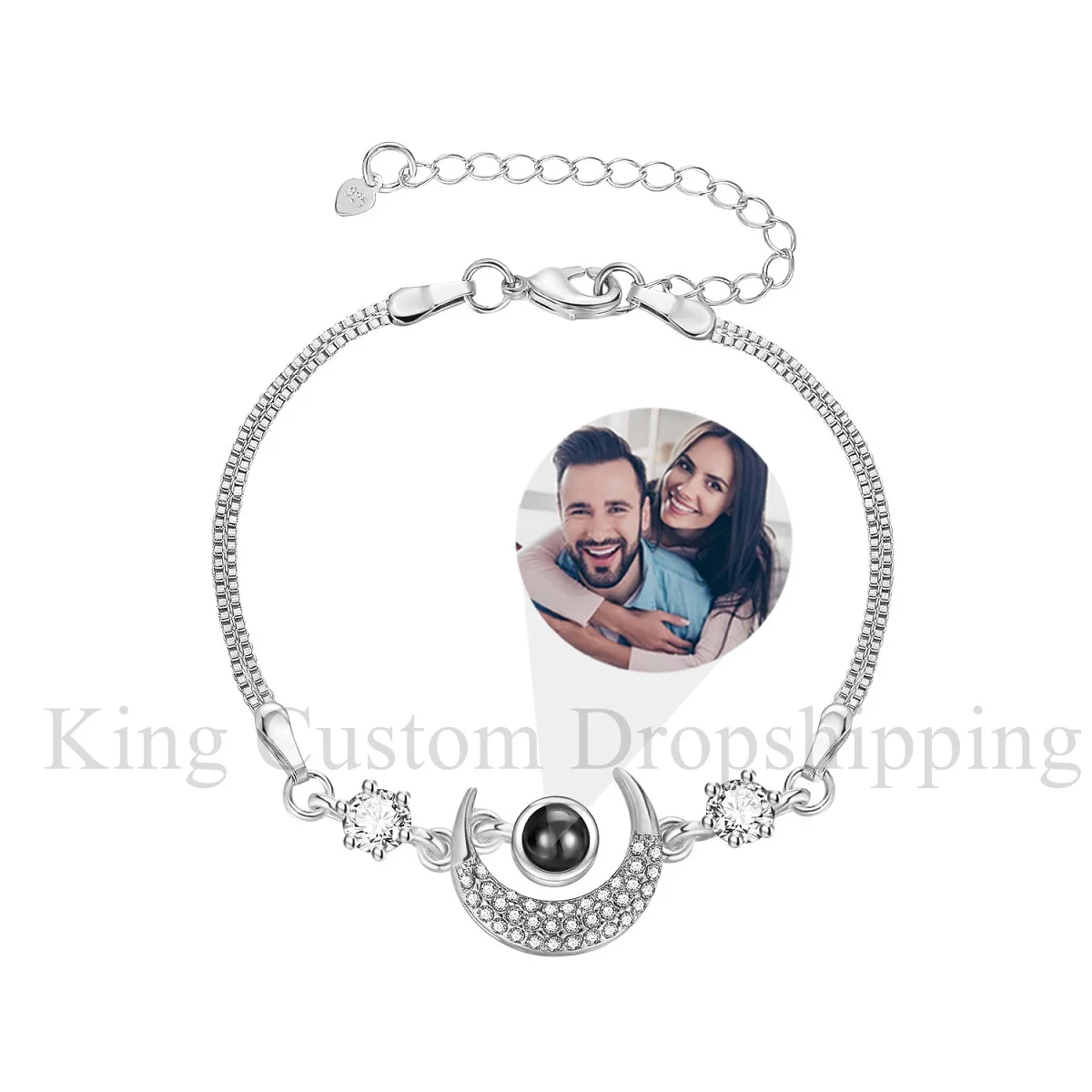 

Personality Projection Moon Bracelet Fashion Minimalist Jewelry Custom Photos Christmas Gifts for Family and Friends