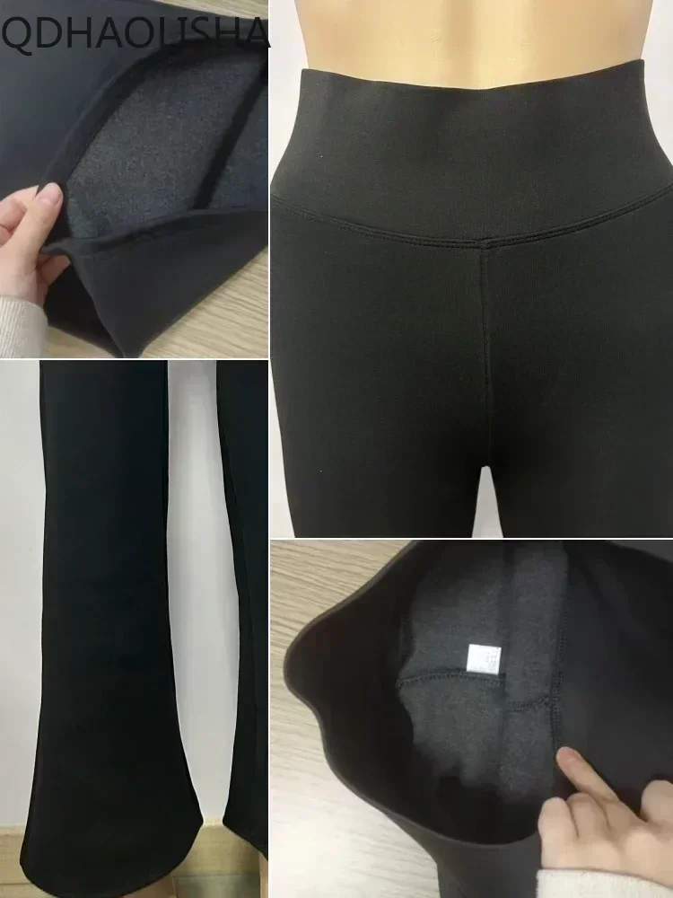 Fleece Dicke Flare Hosen Hohe Taille Warme Winter Leggings Koreanische Mode Y2k Breite Bein Yoga Sport Fitness Leggings Plüsch Hosen