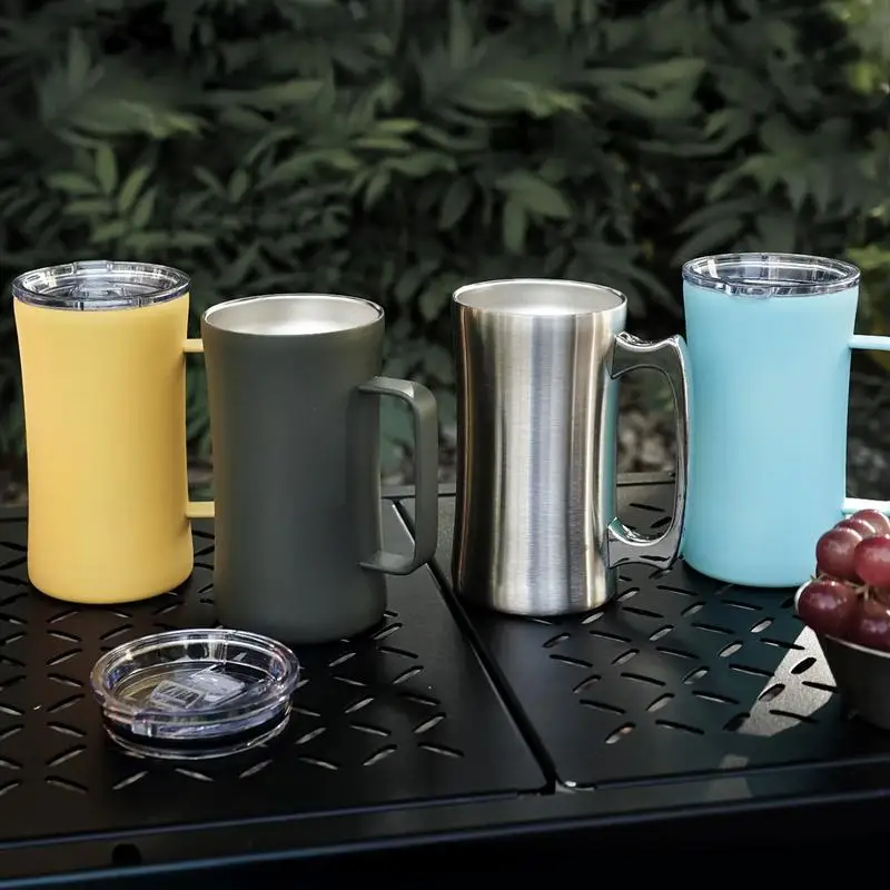 Insulated Tumblers With Handles Large Capacity Drinking Cup Splash Proof 600ml Thermal Tumbler For Hot And Cold Beverages Coffee