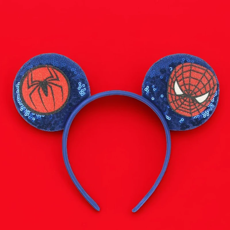 Bando telinga Disney Marvel Spiderman, untuk dewasa, bando telinga Mickey Mouse, aksesori rambut busur wanita, hiasan kepala Avengers