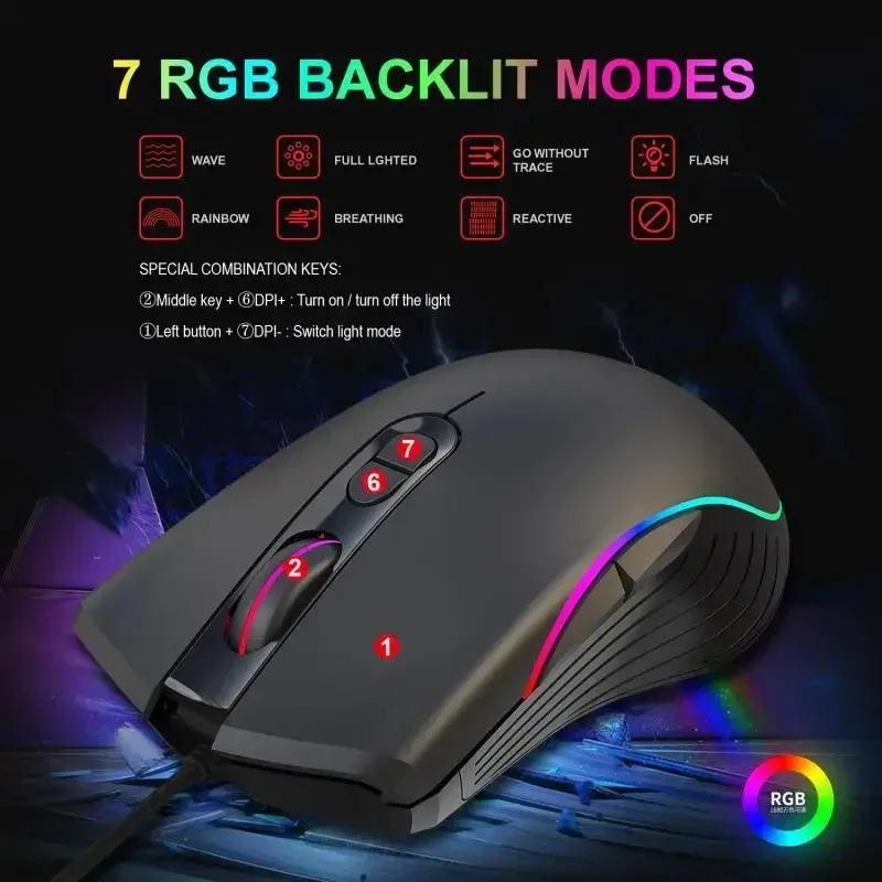 

ZLRLMHY for laptop Hot sale A867RGB luminous gaming mouse e-sports 6400dpi macro programming in stock wired mouse