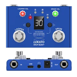 LEKATO Drum Looper Pedal with Tuner 30 Drums 4 Loops of Total 11 Minutes Recording Time Drum Machine with Loop