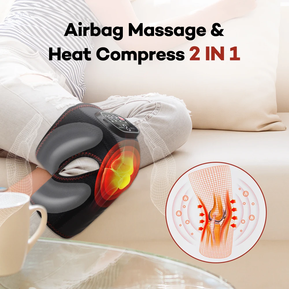 Electric Knee Air Pressure Massager Airbag Compresstion Massage Heating Knee Pad Deeply Relax Leg Joint Muscle Blood Circulation