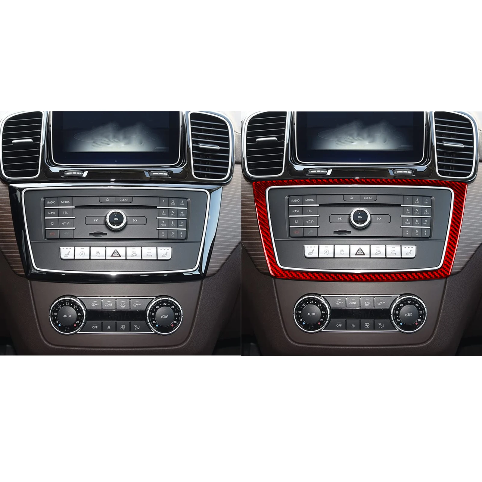 For Mercedes-Benz GLE GLS W166 2016-2019 Carbon Fiber Central Console Radio CD Control Frame Panel Cover Car Accessories Sticker view 3