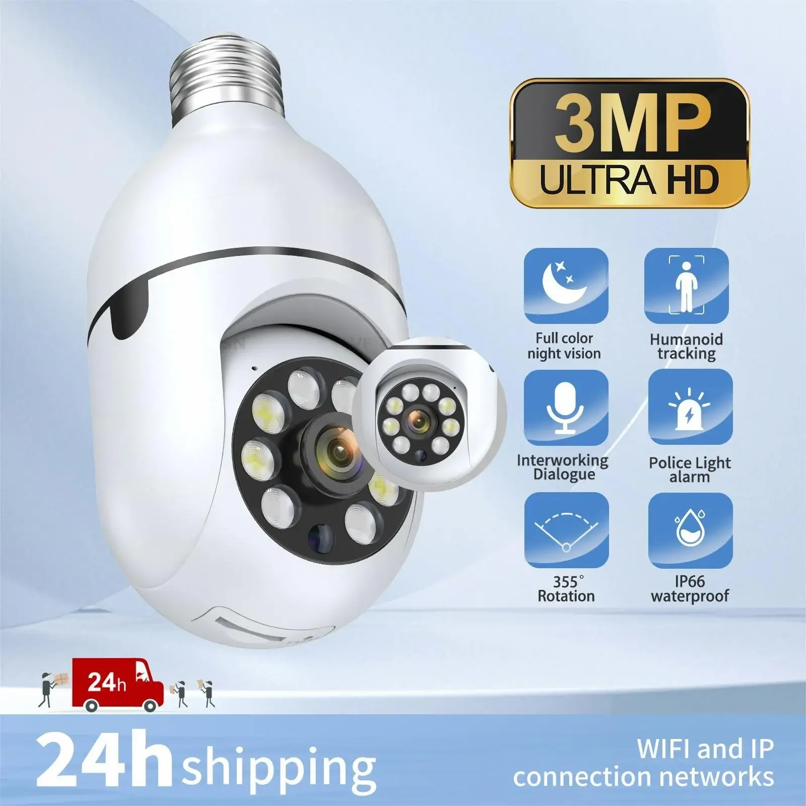 

5G Wifi IP E27 Bulb Surveillance Camera Night Vision Wireless Home Cameras 2MP CCTV Video Security Protection Baby Mini Cam