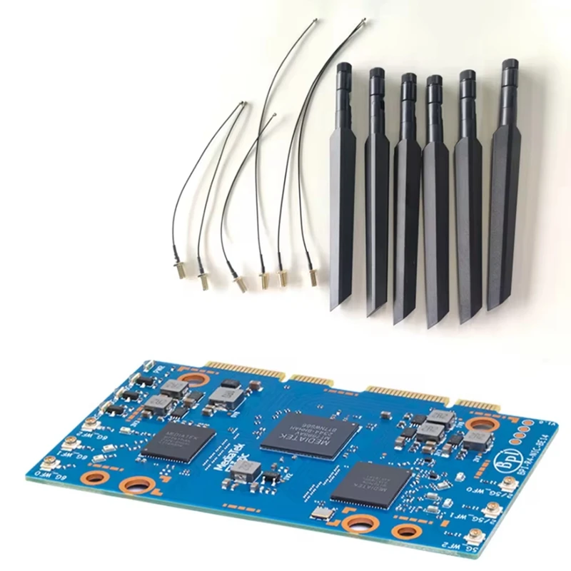 Accesorios para módulo Banana Pi BPI-R4-NIC-BE14 Wifi7, BPI-R4, MT7995AV, Chipset 2 Pcie 3,0, interfaz, antena de 6 piezas