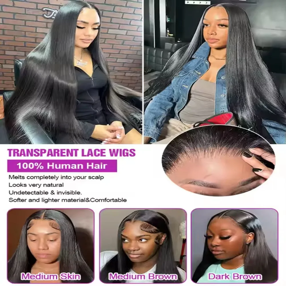 البرازيلي العظام مستقيم 13x6 HD الدانتيل الباروكات الأمامية 40 42 بوصة 250% عالية الكثافة 13x4 360 كامل الدانتيل الجبهة باروكة من شعر طبيعي للنساء #5