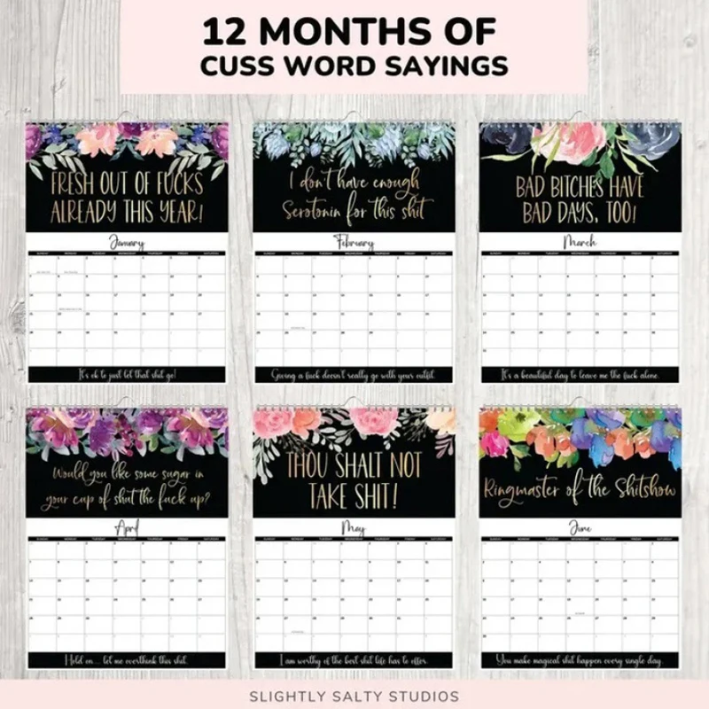 2025 Calendar For Tired-Ass Women New Time Planning With Coil Wall Calendar Paper Hanging Calendar Indoor New Year's Gifts