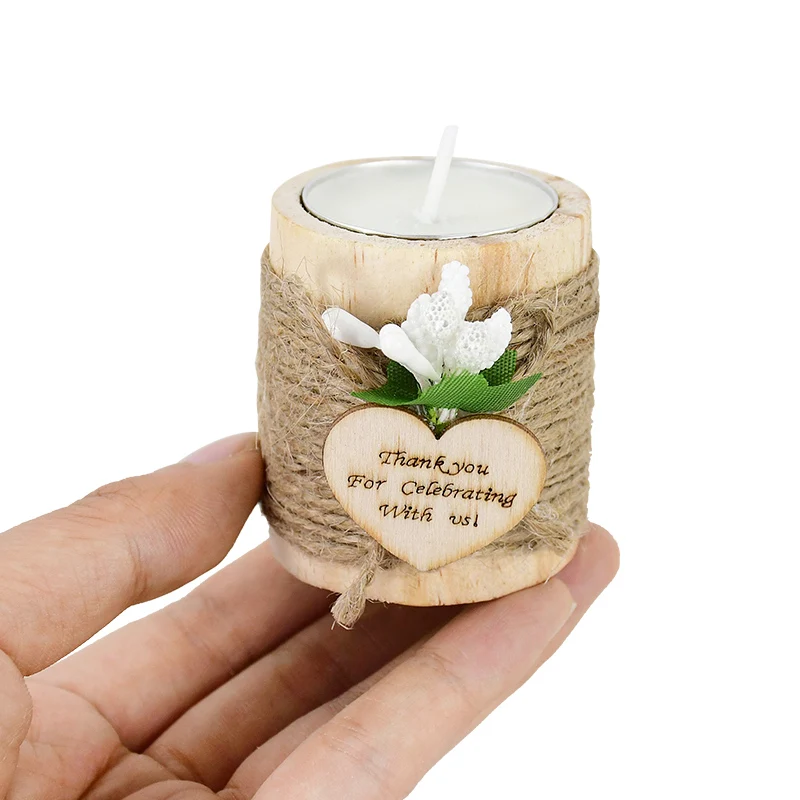 Guest Gift Candle for Wedding Wooden Tealight Candle Holders Bridal Shower Thank You Gifts for Baby Shower Christmas Candlestick