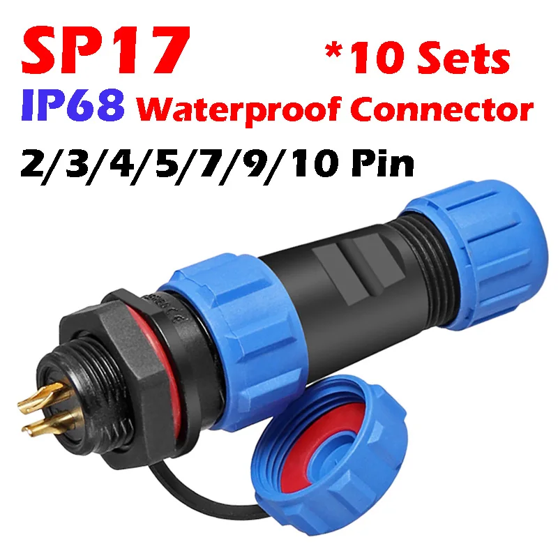 

Waterproof connector IP68 led strip connector plugs and sockets SP17 Male&Female electrical wire connector 2/3/4/5/7/9/10 pin