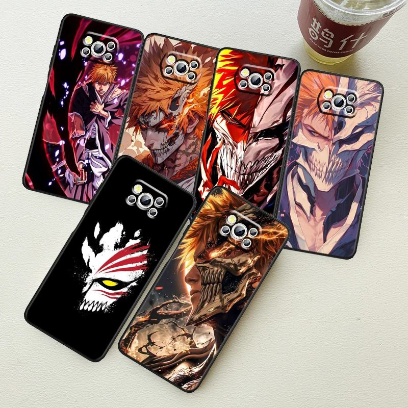 Anime BLEACH Art Comics For Xiaomi Mi Poco F5 F4 F3 X6 X5 X4 X3 M6 M5 M5S M4 M3 C65 Pro GT NFC 5G Black Back Phone Case