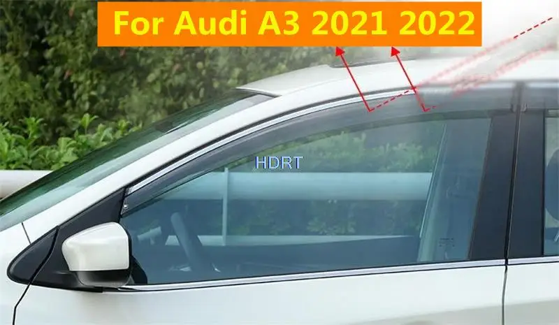 

Car Side Windows Visors For Audi A3 2021 2022 hatchback Car Styling Accessories Deflectors 4pcs Rain Eyebrow Guards Sun Smoke