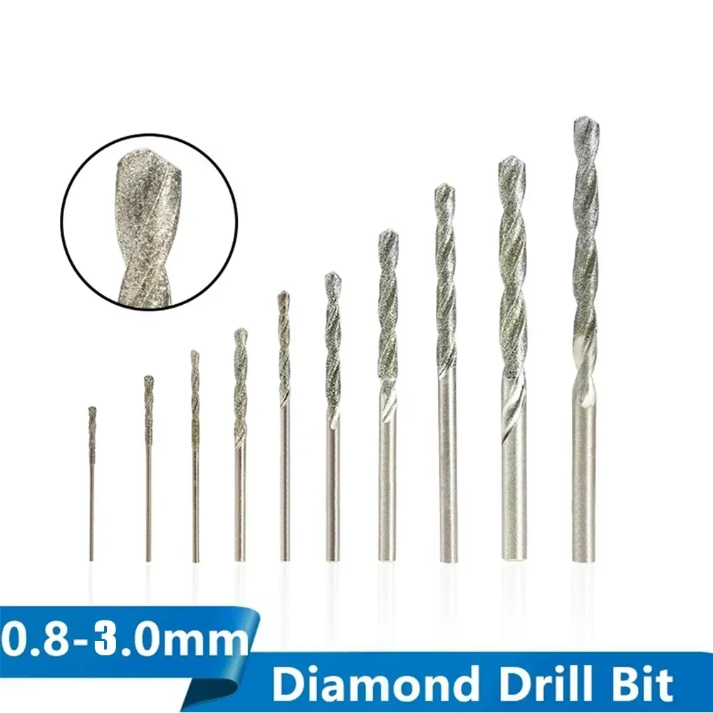 10 Pcs Diamond Coated Drill Bits Set Needle HSS Polishing Power Tools For Glass Drilling Power Tools Accessories