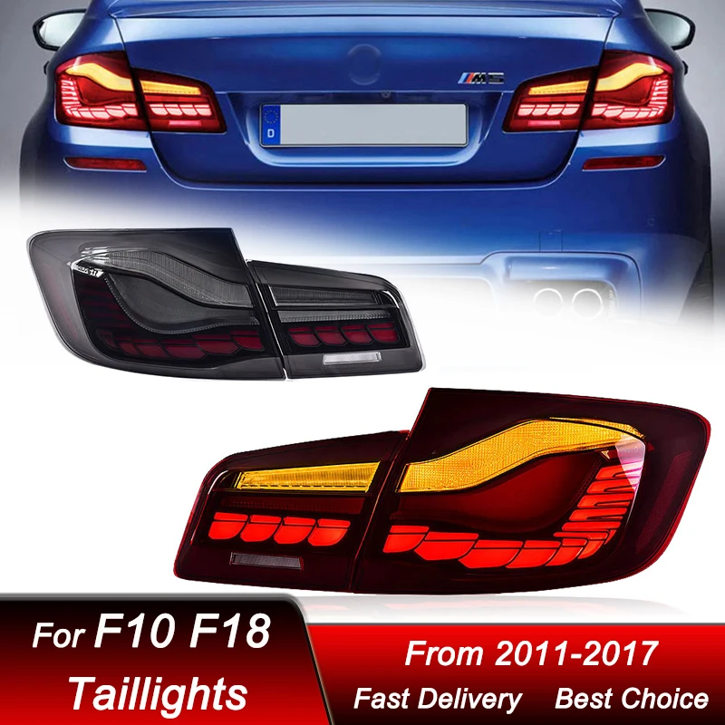 Car styling Tail Lights For BMW 5 series F10 F18 2011-2017 Dragon scale style LED Dynamic Turn Signal Light Tail Lamp Assembly