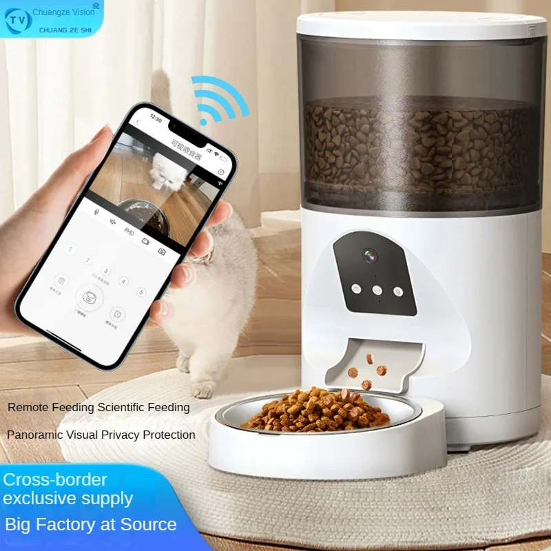 Cross-Border Smart Visual Pet Feeder Remote HD Wide Angle Home Dogs And Cats Video Automatic Pet Feeder Feeder Wholesale