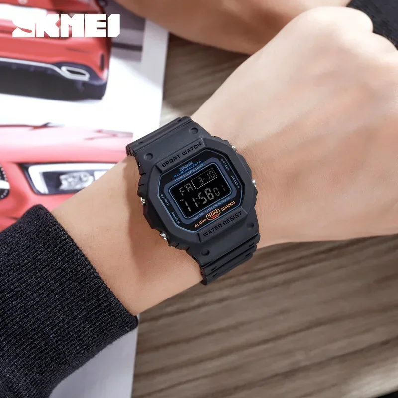 Skmei-レトロな多機能時計,男性用デジタルスポーツ腕時計,カウント,ファッショナブル,1628