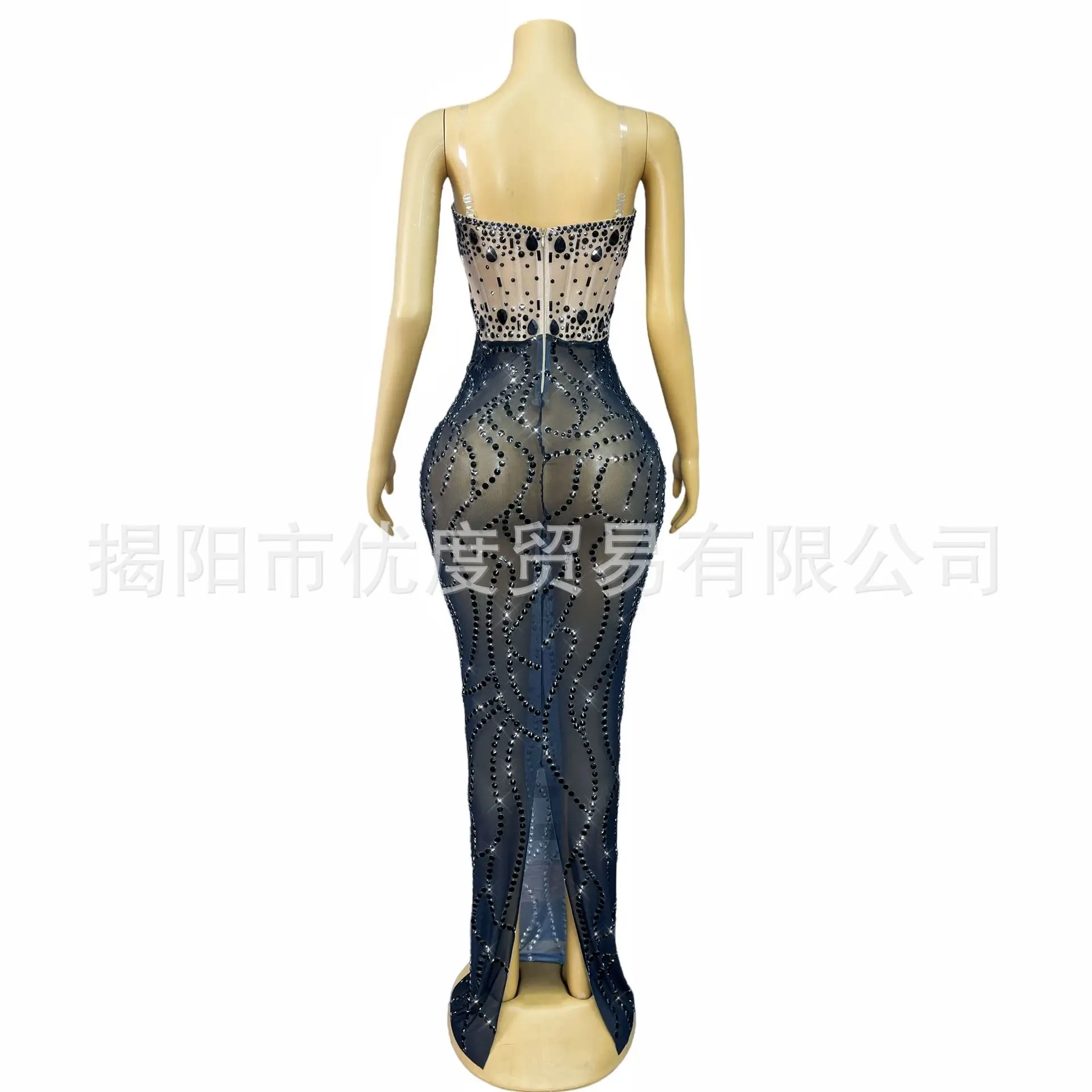 أنبوب أعلى الخصر أسود لامع حجر الراين تمتد فستان بكتافة عيد ميلاد زائدة فستان الخفافيش الجناح vestidos festas eدثونز جميلة على الإطلاق