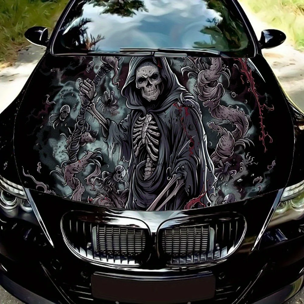 

Ghostly Reaper Skull car hood stickers, waterproof self-adhesive, scratch resistant, easy to stick, durable car PVC stickers, ca