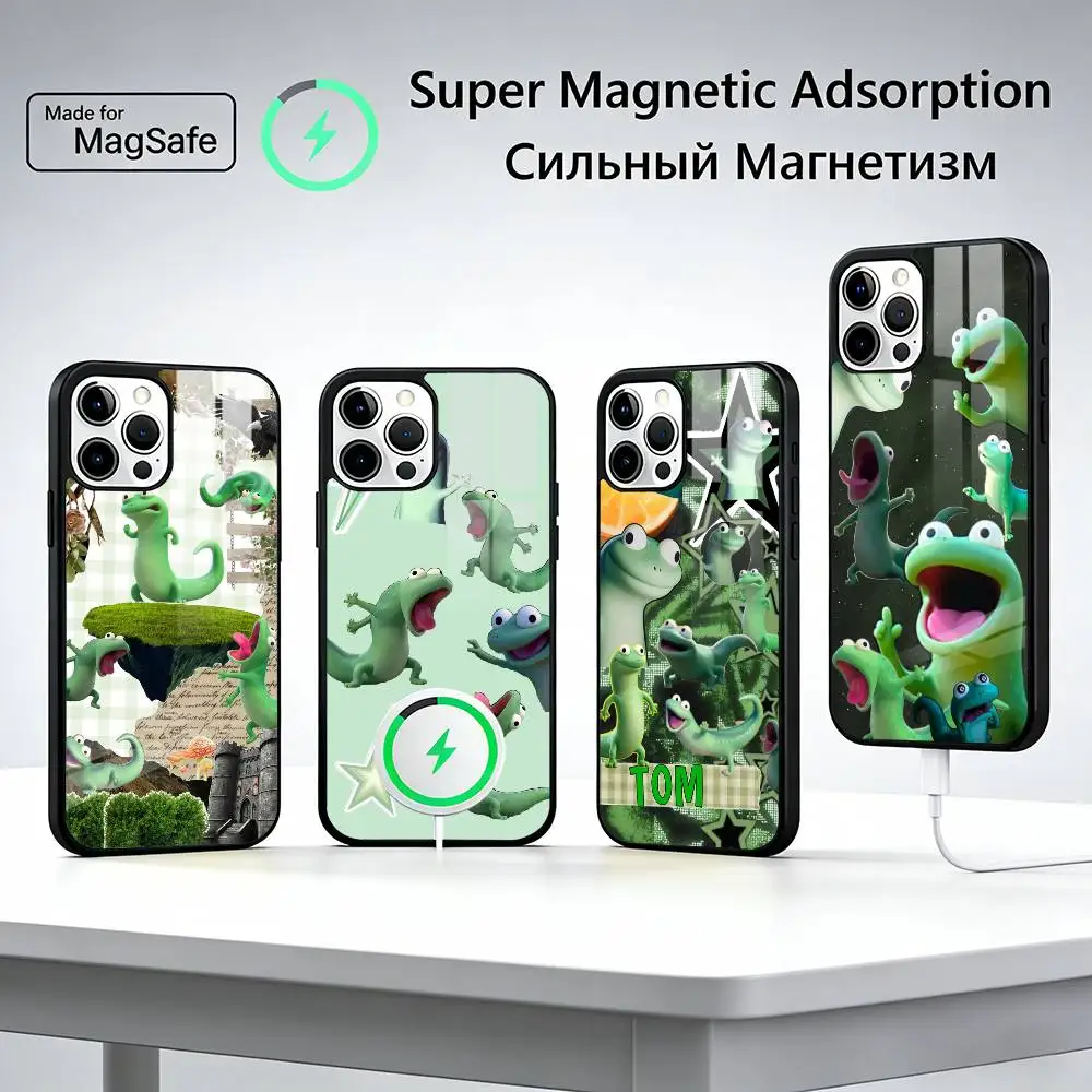 

T-Tom Lizard Funny Creative Phone Case For iPhone17,16,15,14,13,12,11 Plus,Pro Magnetic For Magsafe Wireless Charging