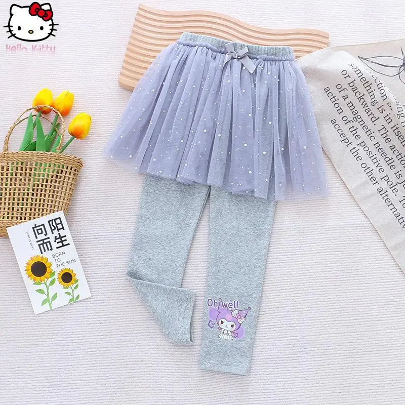 

Осенние новые леггинсы-брюки в стиле аниме Cinnamoroll Sweet Comfort, милые корейские юбки-брюки Kuromi с мультяшным принтом для девочек