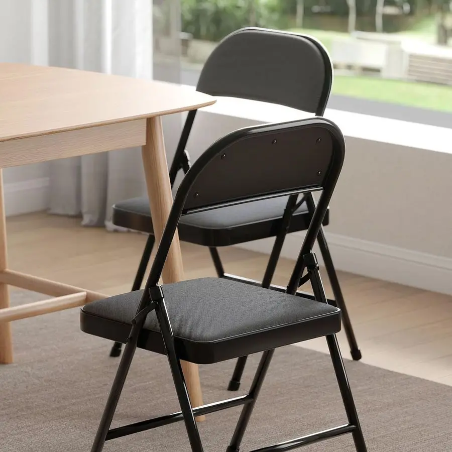 4er-Pack Klappstühle, Stoff-Esszimmerstuhl-Set mit gepolstertem Kissen und Rückenlehne, Sitz für drinnen und draußen für Home-Office-Events, Hochzeit P