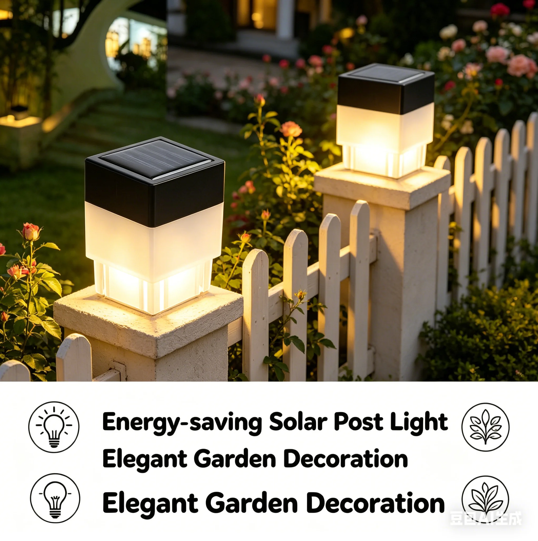 Warm/White LED Solar Lamp Path Stair Outdoor Garden Lights Waterproof Yard Light Decoration for Patio Fence Post Lamp (not base)