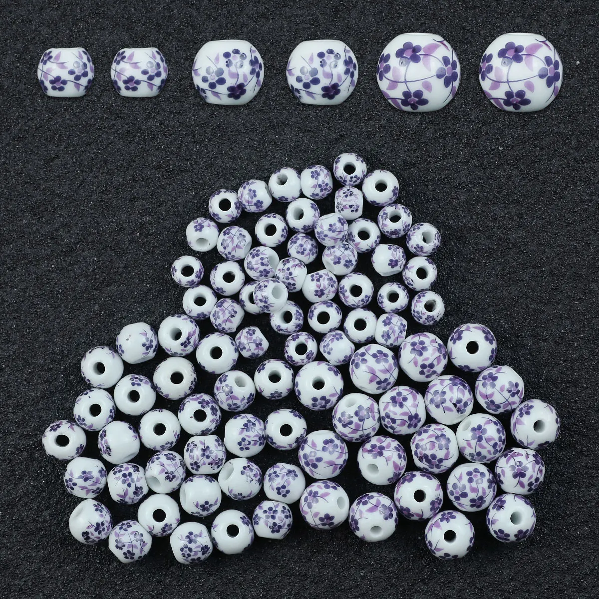 8mm 10mm 12mm Pruple Blue Ceramic Celadon 20pcs Round Loose Beads For Jewelry Making Bracelet Necklace DIY Handmade Accessories