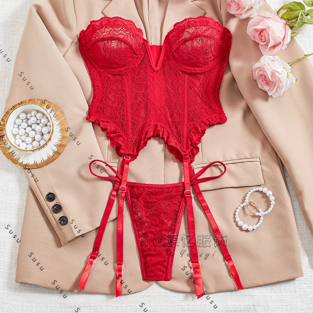 

Европейский и американский комплект нижнего белья Spice Girls Fishbone, кружевные подвязки, сексуальный бюстгальтер, красное сексуальное нижнее белье, новинка 2025 года, новинка 2023 года