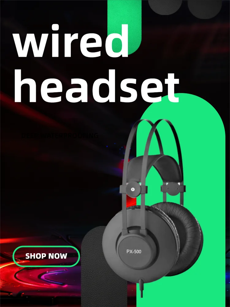 

GAE-PX500 Wired monitoring over-ear headphones, noise-cancelling computer professional monitoring live streaming wired tri-band