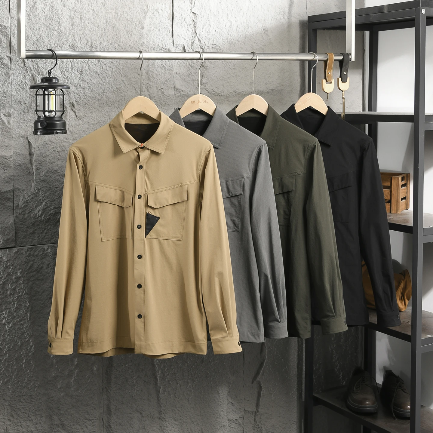 

Outdoor Men's Long Sve irt Breathable Qui Dry Elastic Wear Resistant Sun Protection Series High End Summer irt