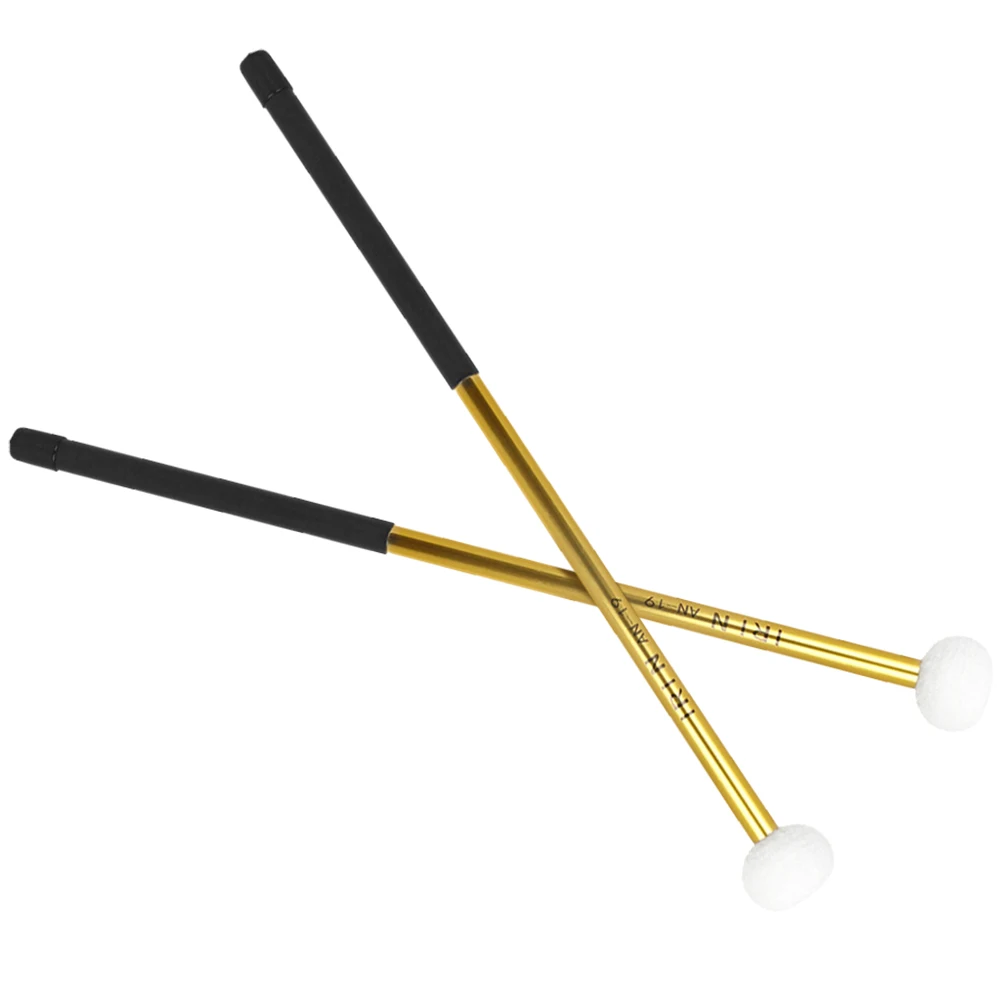 

2 Pcs Drumstick Aluminum Alloy Timpan Drumsticks Instrument Mallets Golden Bass