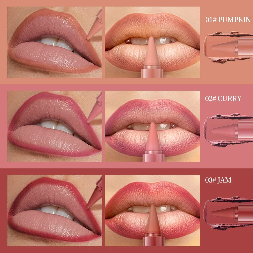 QIBEST Penna per rossetto opaco Matita per labbra sfumata Rossetti in velluto rosso marrone Matita per labbra impermeabile a lunga durata Set per trucco Macchia per labbra