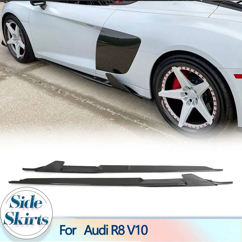 

Car Side Skirts Extensions For Audi R8 V10 Coupe Convertible 2-Door 2023 Dry Carbon Auto Racing Side Skirts Apron Protector