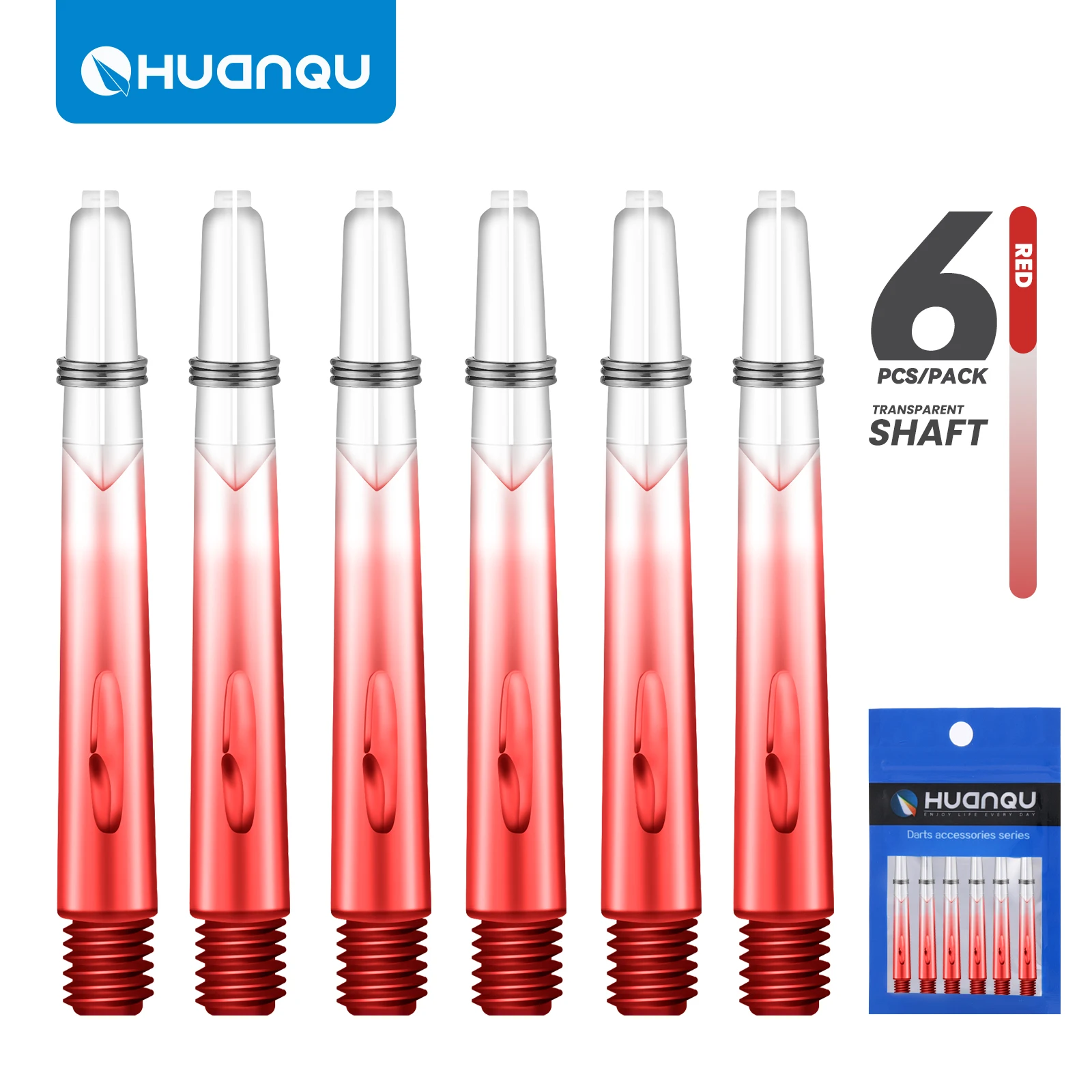 6-Pack of Transparent Colored Dart Shafts, Total Length 53mm, Made of Pc Material, Equipped with Spring Rings, Suitable for Standard 2Ba Thread, Dart Accessories view 4