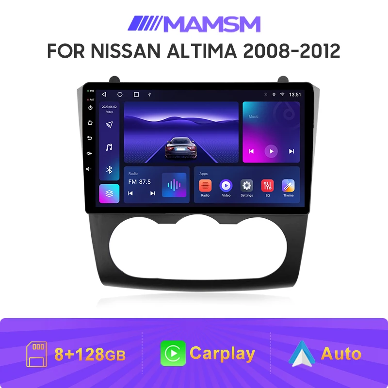MAMSM For Nissan Teana Altima Manual AC 2008 - 2012 9Inch Android Car Carplay Multimedia Radio Player Stereo GPS 2Din Navigation