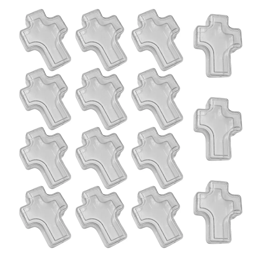 15Pcs Cross Shaped Clear Plastic Jewelry Storage Boxes Transparent Organizer for Rings Earrings Bracelets Travel Jewelry Case