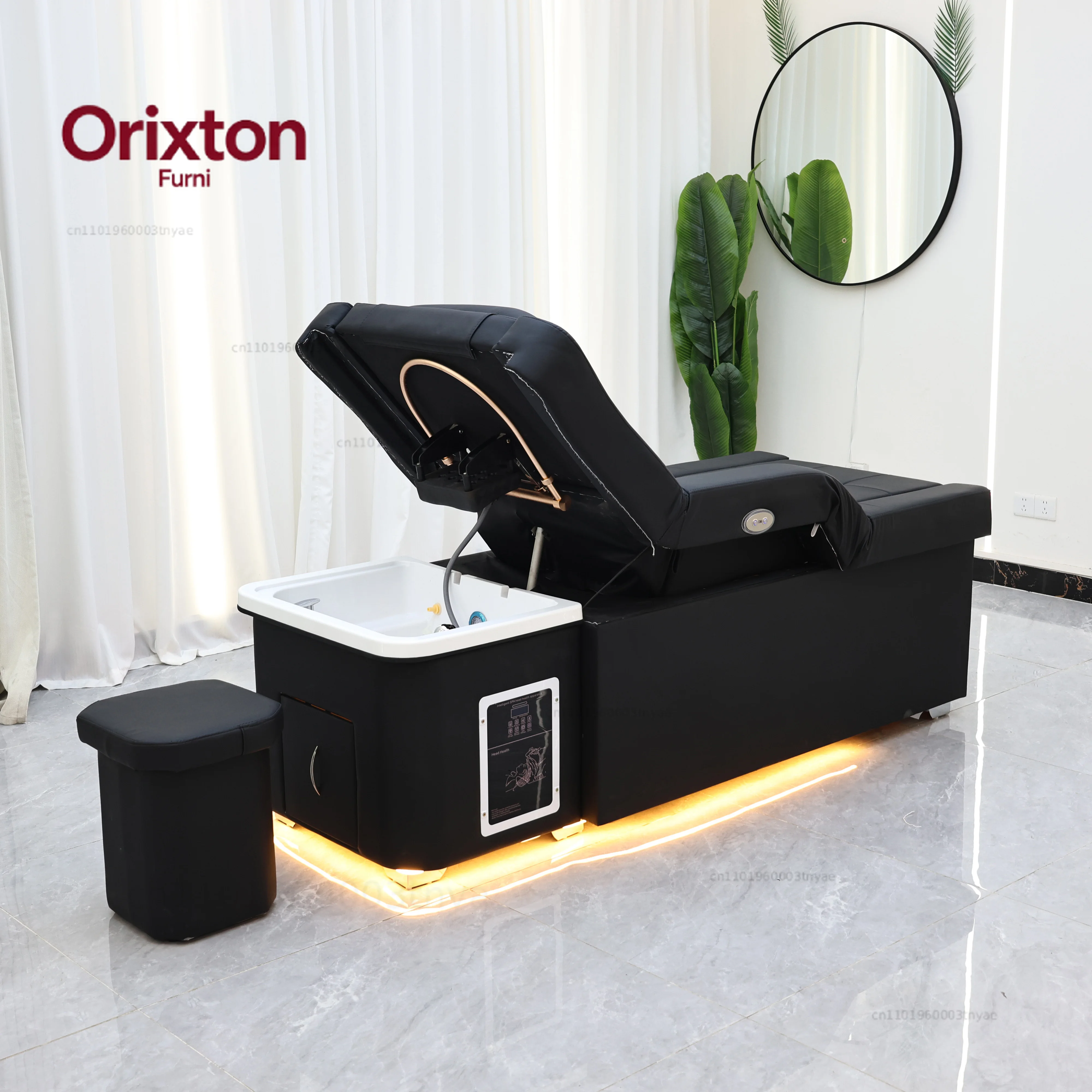 Electric Adjustable Lift Shampoo Bed Massage Table All-in-One Salon SPA Massage Bed with Hair Washing Basin & Foot Bath