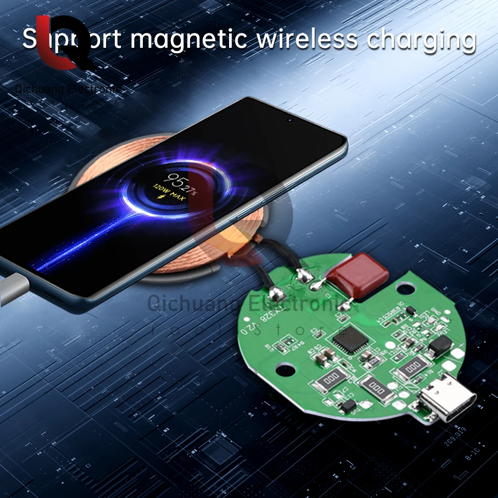 15W Wireless Charging Module For Mobile Phone Car Magnetic Wireless Charger Transmission Circuit Board 5V/9V/12V High Power