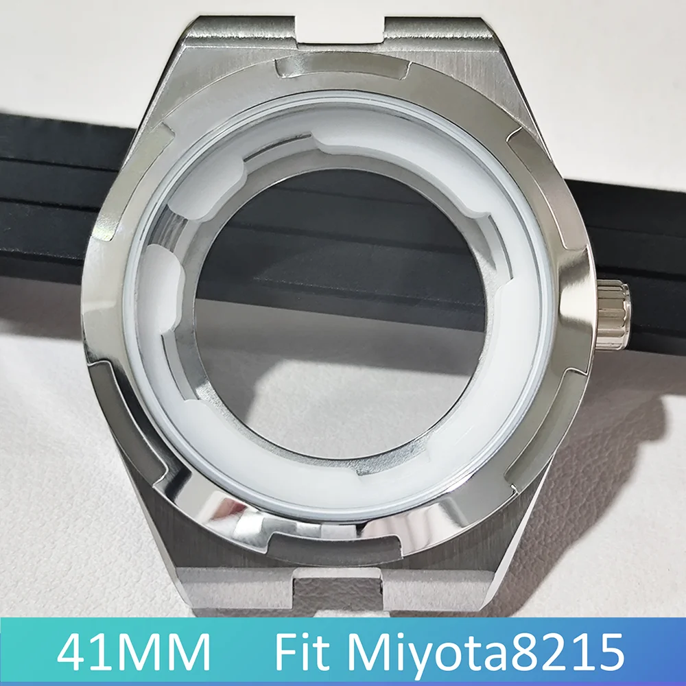 Miyota 8215 Case 41mm Stainless Steel Polished Sapphire Glass Watch Cases For 4520V  Modified Watches Case Parts 24mm Width Band