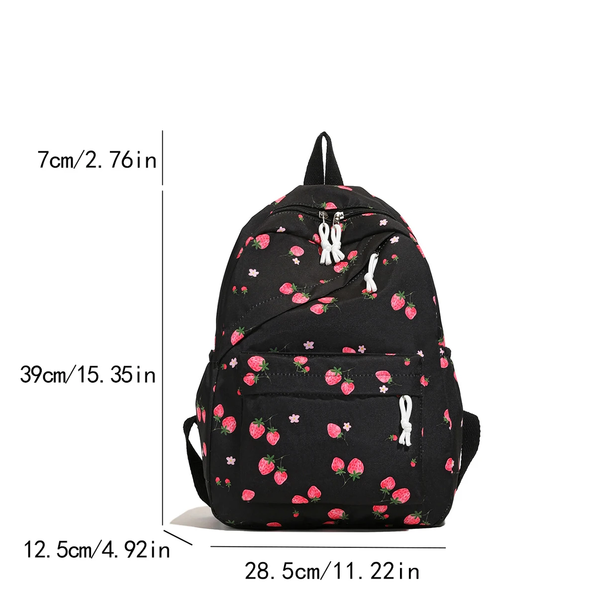 Kawaii الفراولة حقيبة الظهر مجموعة 3 قطعة حقيبة يد وحقيبة قلم مبطن النايلون المرأة حزمة مزدوجة سستة الحرم الجامعي تخفيف أساسيات