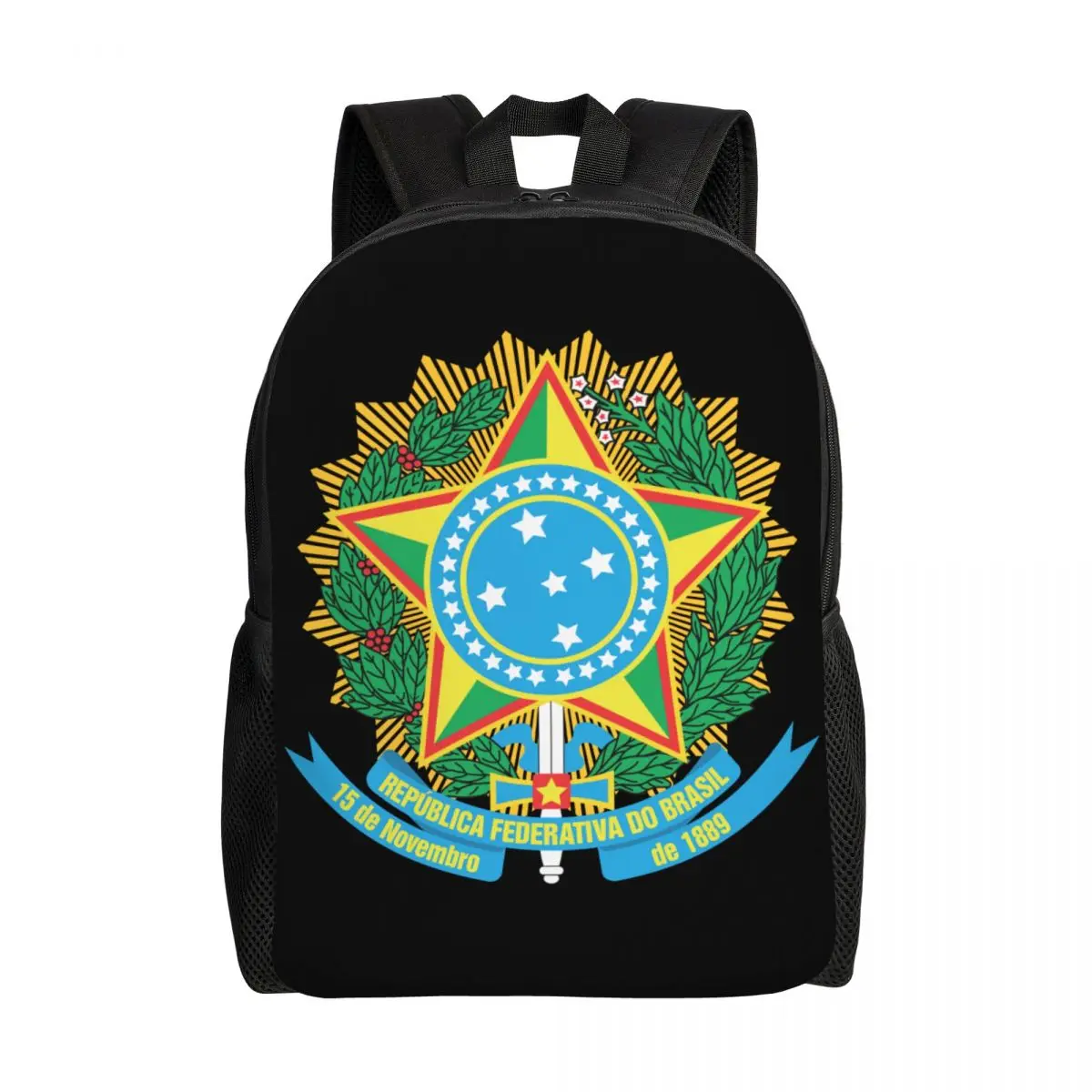 3D Printing Brazil National Emblem Backpacks for Girls Boys Brazilian Map And Flag School Bags Bookbag Fits 15 Inch Laptop