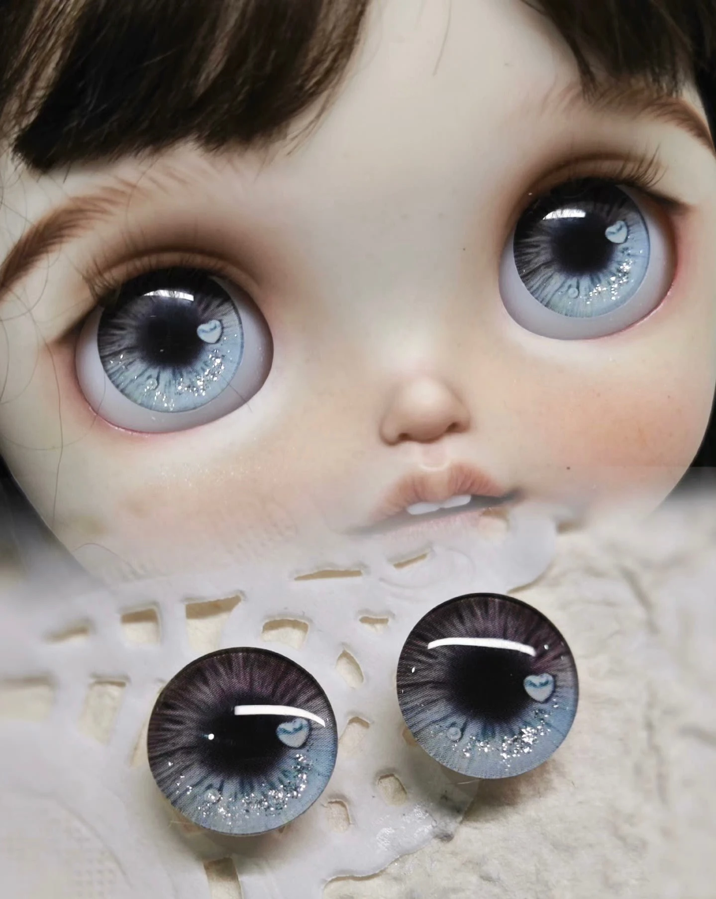 Dula Handmade Magnetic Eye-bracket Glass Hand Drawn Printing Eyepiece Eye Chips love Blythe Bjd Doll Accessories