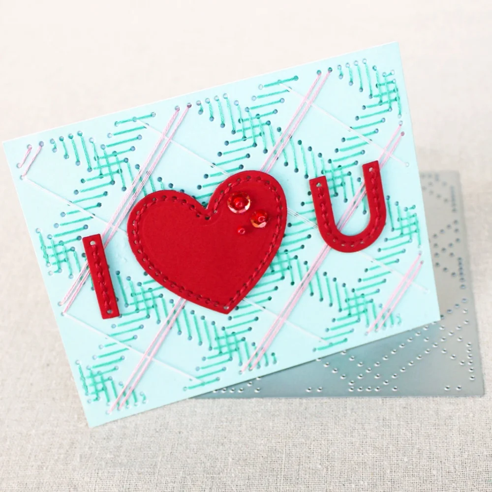 

I Love You Plaid Coverall Die Felt Die Cutting for Making Card Scrapbook Embossed Paper Craft Decoration 2025 Valentine's Day