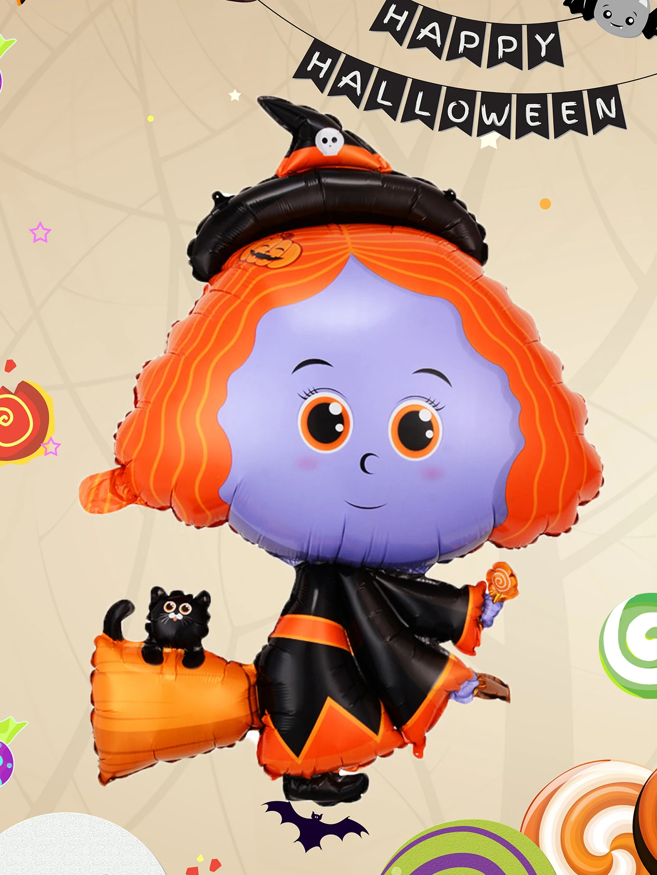 1pc Ghost Spider Bat Wizard Ballons Cartoon Halloween Ballon Halloween Dekorationen – Detail 2