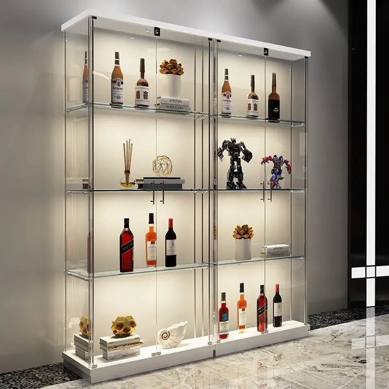 Wine cabinet against the wall Living room full glass wine cabinet Dining side cabinet Small light luxury collection