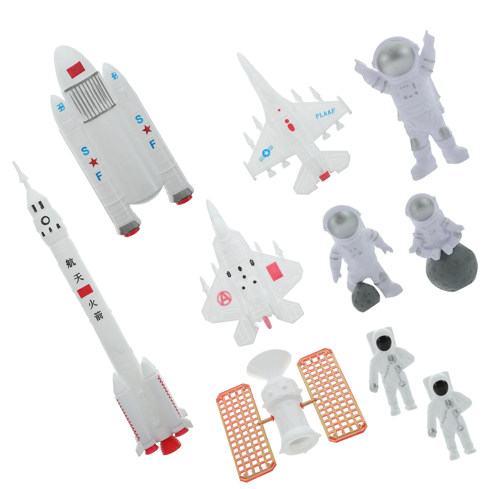 10 Pcs Space Astronaut Pendulum Balloon Decor Para Toppers Mini Statue Figurines Babydoll Aerospace Plane Ornaments